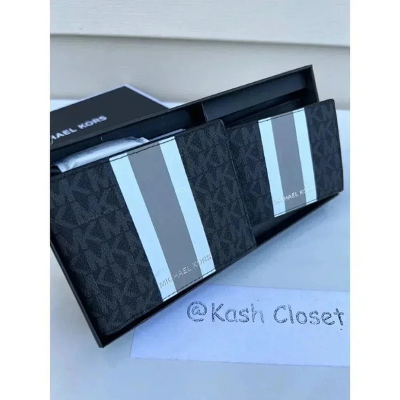 Michael kors Mens Wallet Card Case 3 in 1 Gift box set  Black - Picture 1 of 7